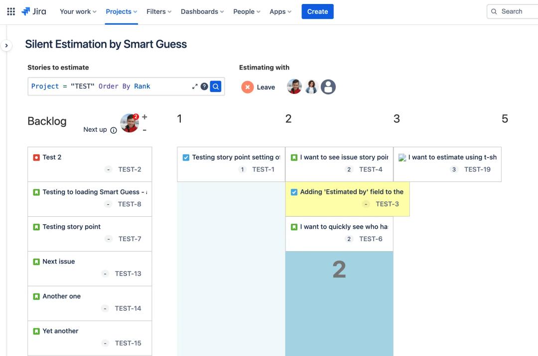 Silent Estimation by Smart Guess allows teams to estimate large number of stories faster