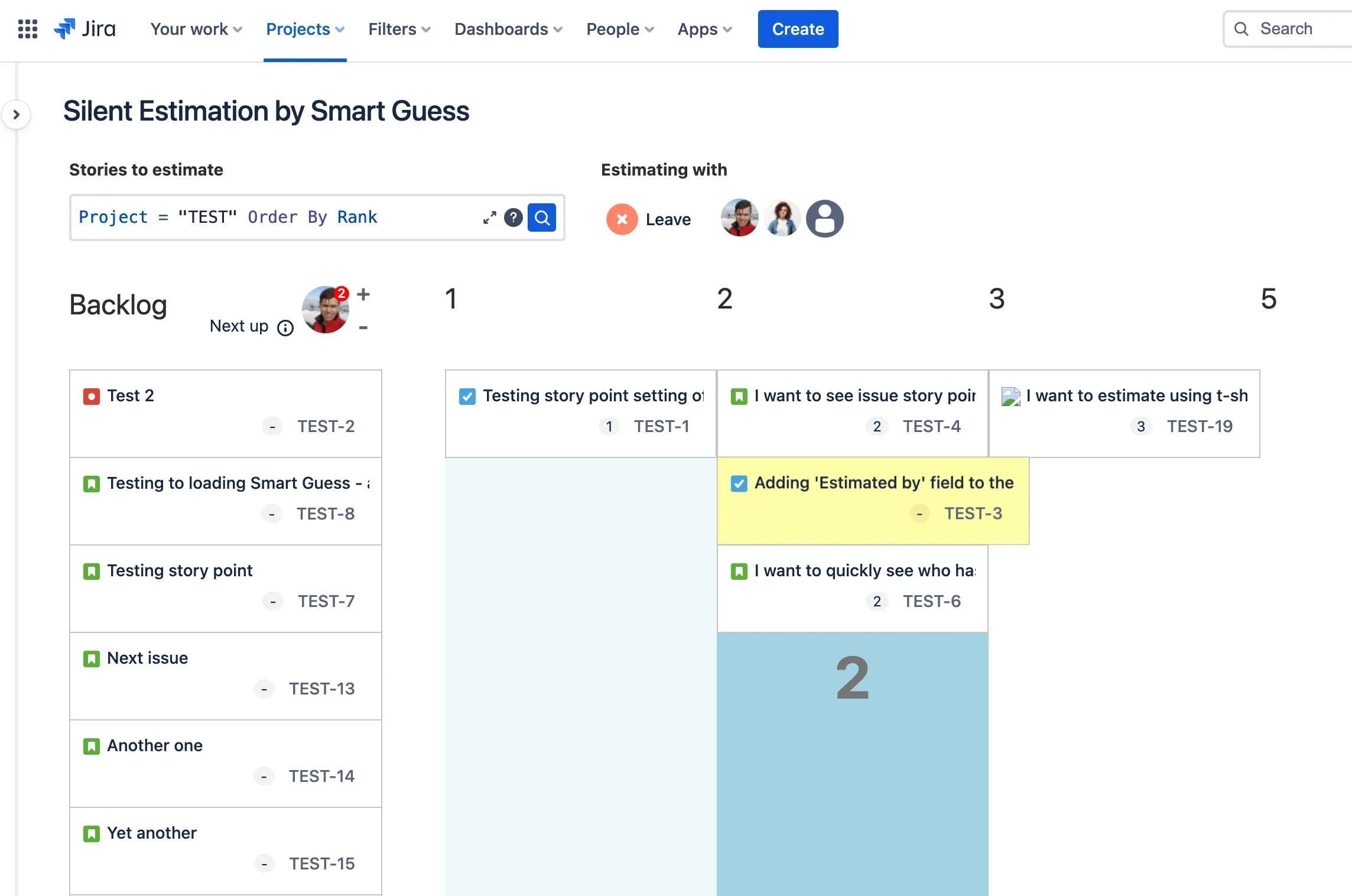 Silent Estimation by Smart Guess allows teams to estimate large number of stories faster